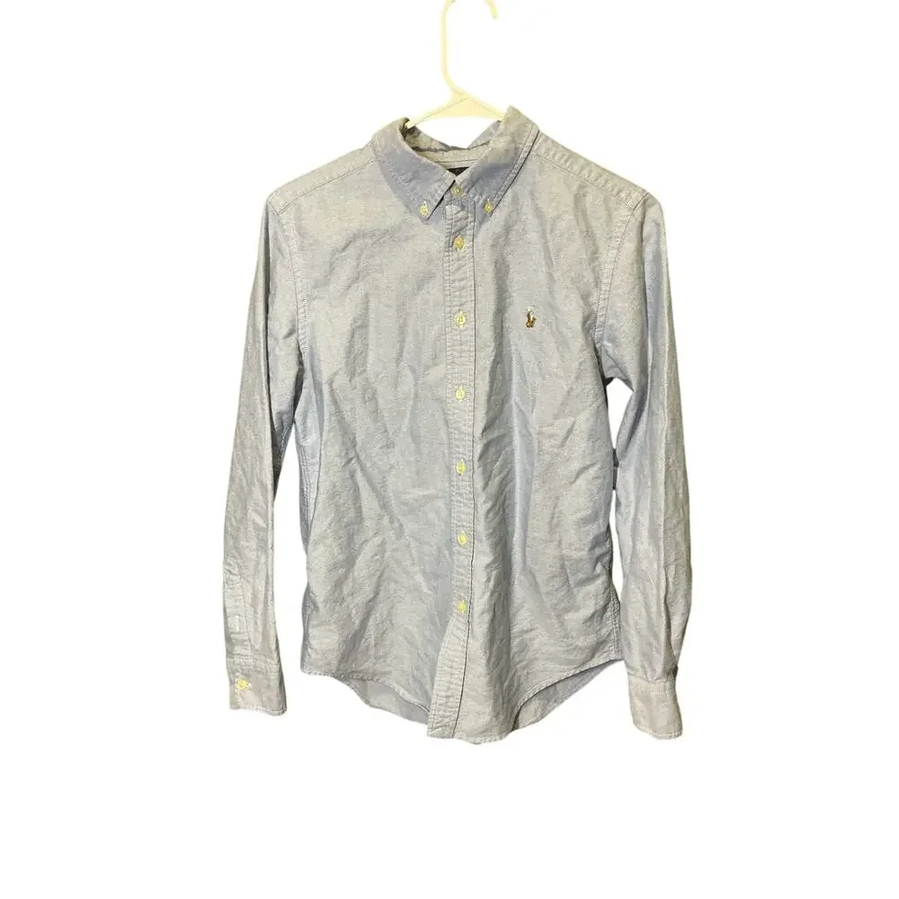 Ralph Lauren Classic Fit Long Sleeve Button Down Shirt Blue Size L 14/16